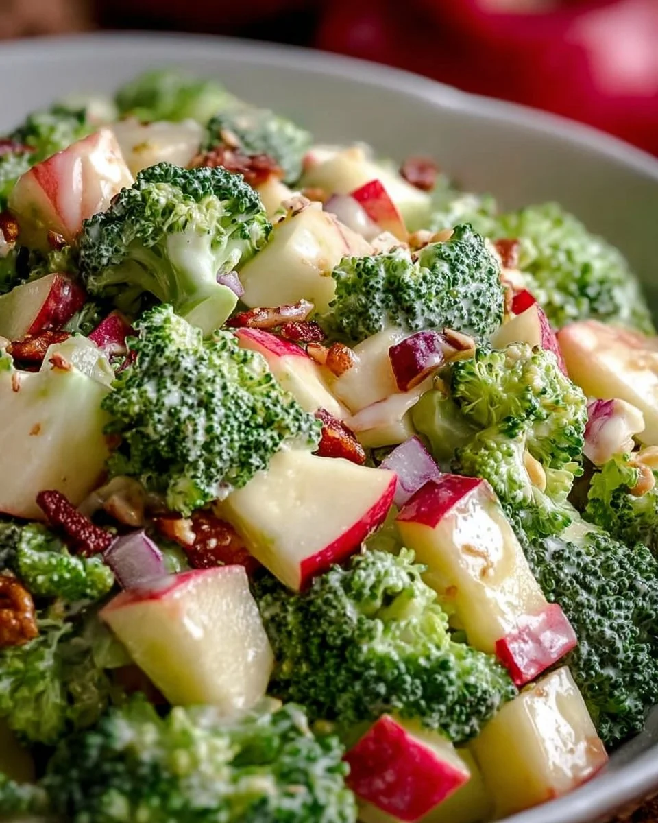 Delicious Apple Broccoli Salad with fresh apples, broccoli, and dressing
