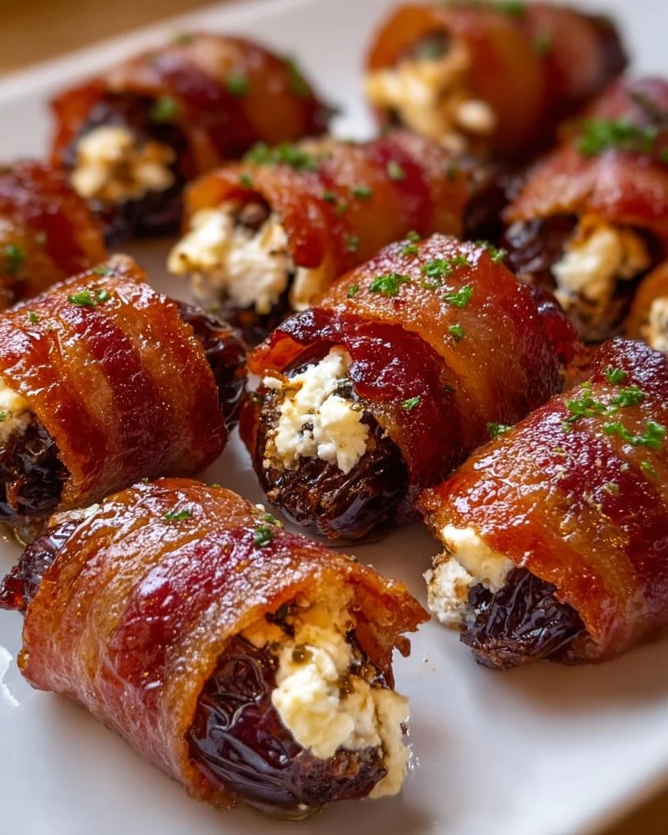 Bacon Wrapped Dates with Goat Cheese