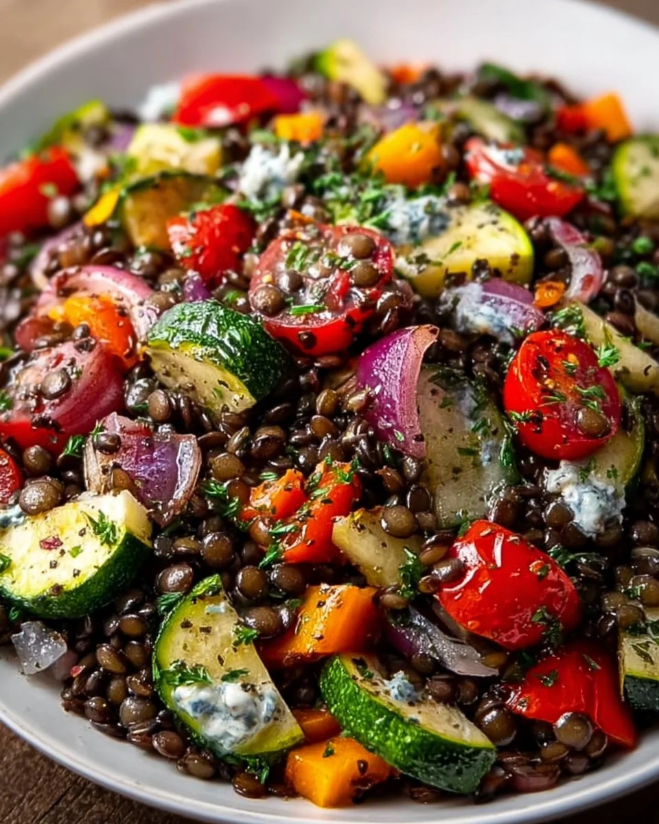 Black Lentil Salad with Roasted Vegetables