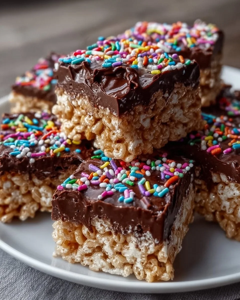 Delicious chocolate covered rice krispy treats with a rich coating