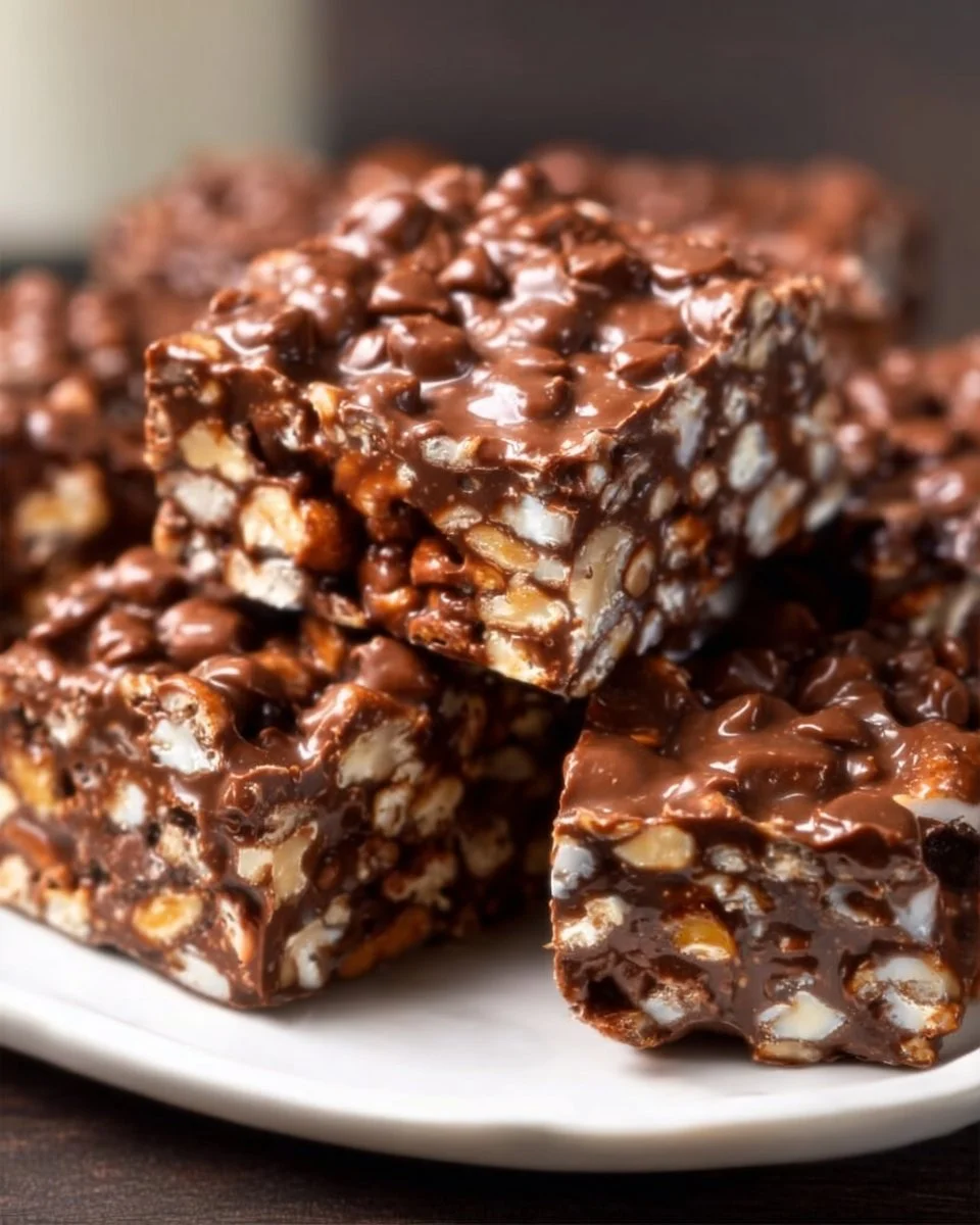 Homemade Chocolate Crunch Bars with a crispy chocolate exterior