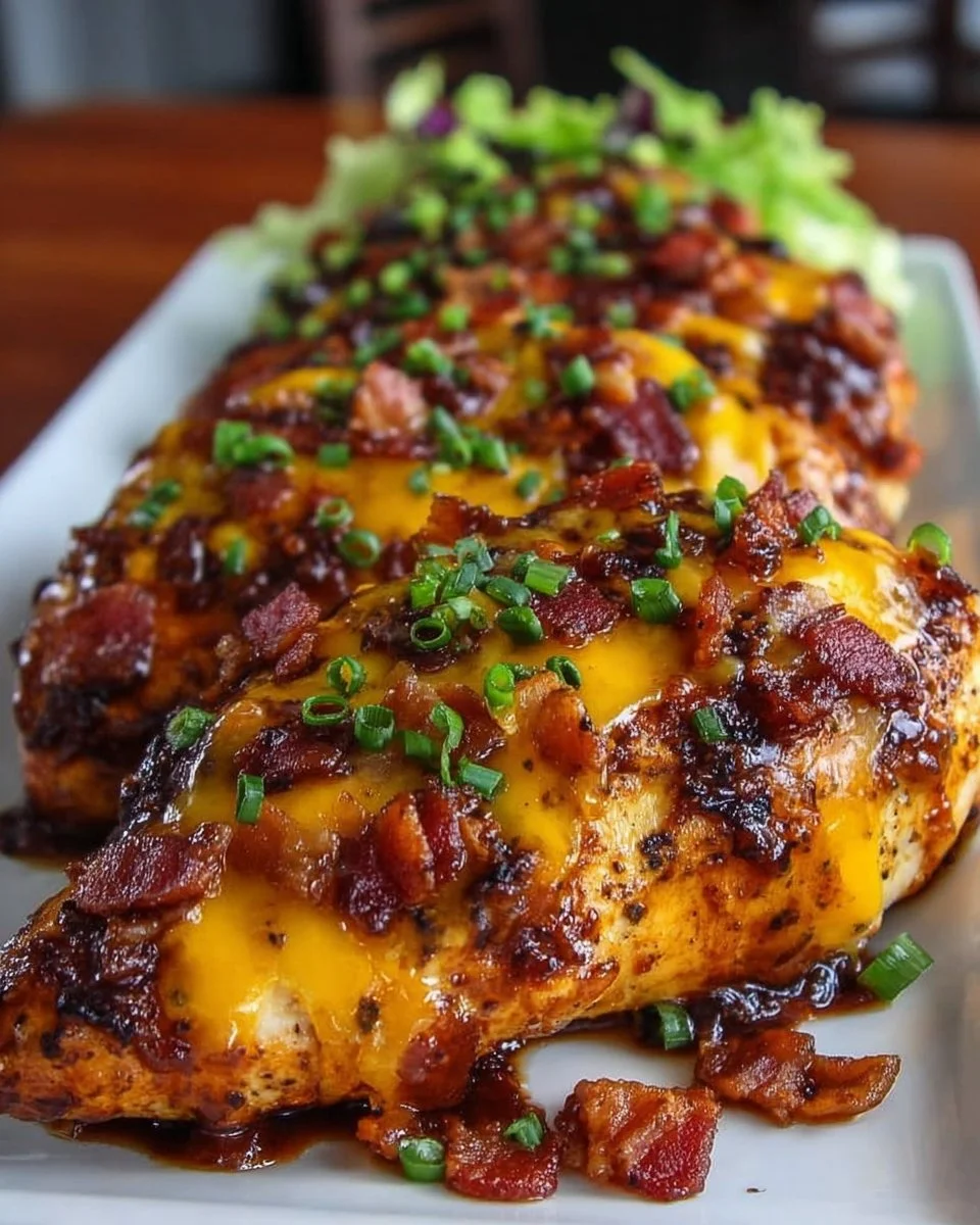 Cowboy BBQ bacon cheddar chicken dish with fresh ingredients