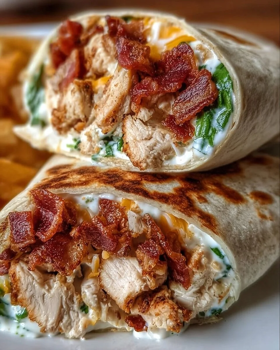 Delicious Crispy Chicken Bacon Ranch Wraps ready to eat