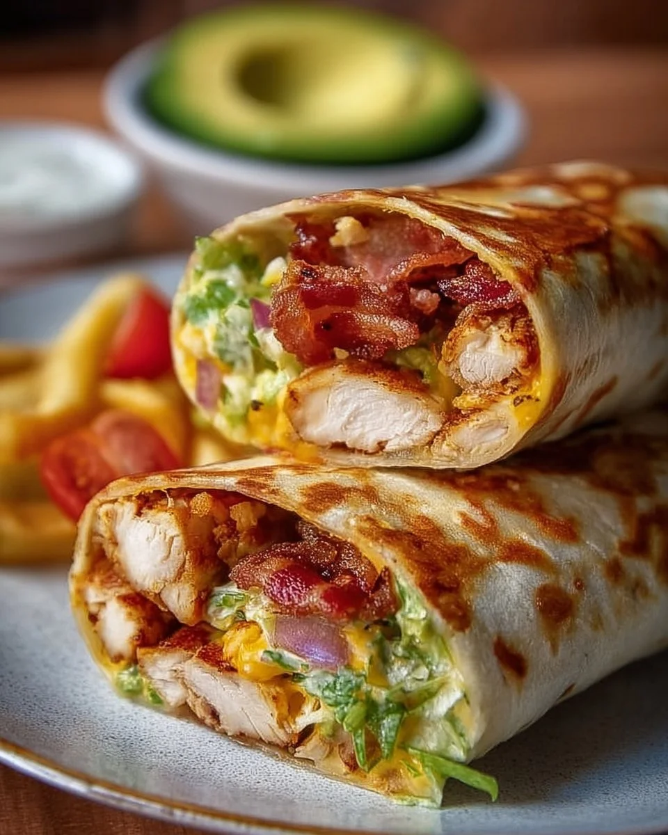 Crispy Chicken Bacon Wrap with fresh ingredients and golden brown bacon