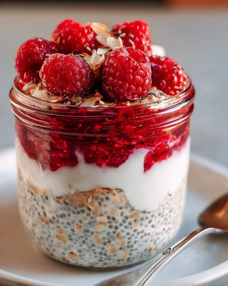 Overnight Oats with Raspberry Chia