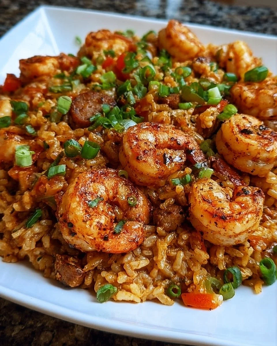 Delicious Shrimp Dirty Rice served in a colorful bowl with herbs and spices.