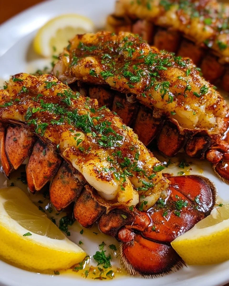 Deliciously prepared succulent lobster tails ready to serve.