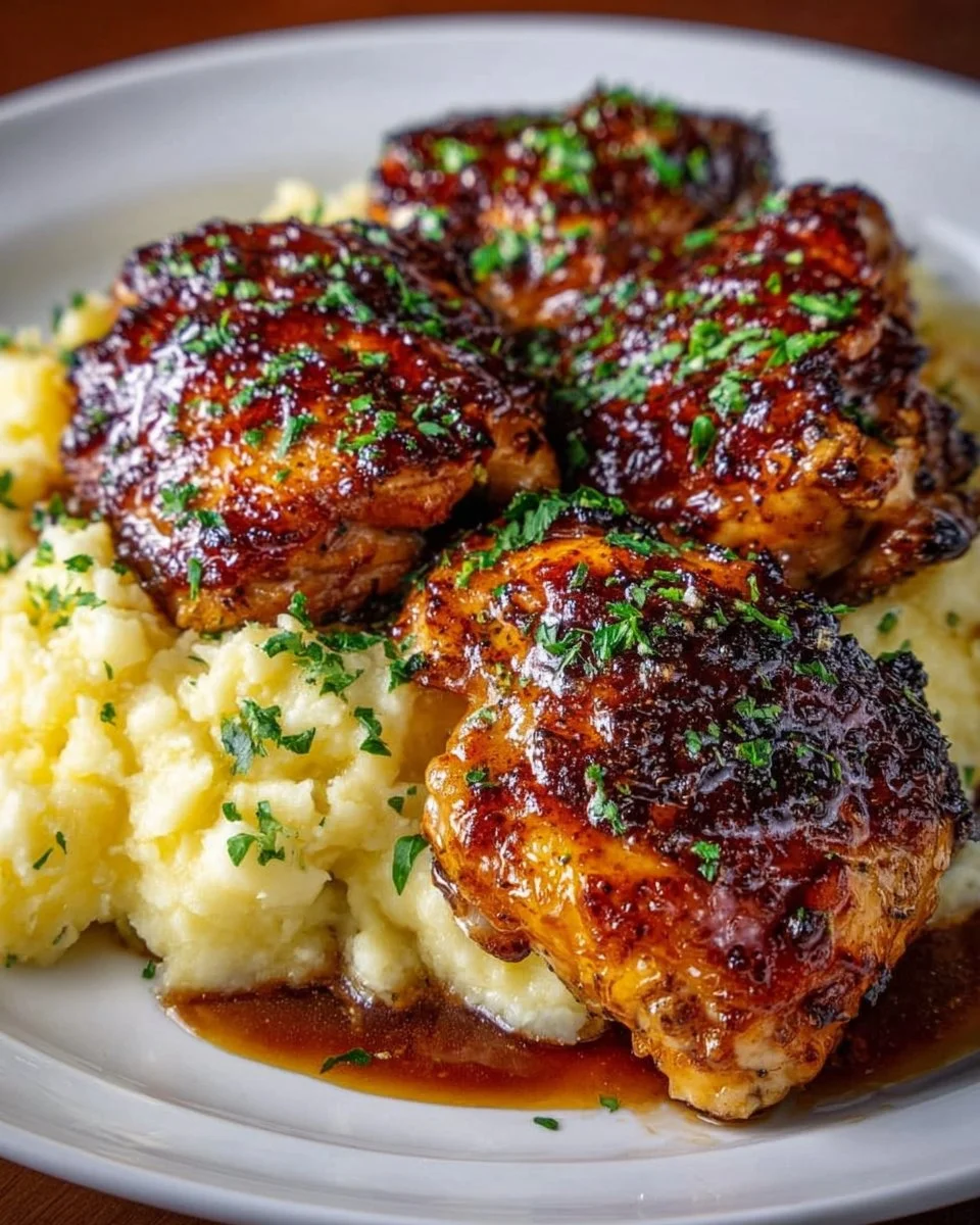 Chipotle Honey Chicken Thighs with Smoked Gouda Mashed Potatoes