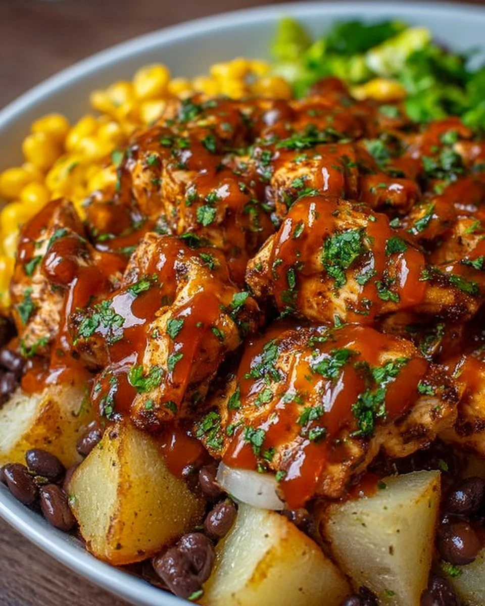 Easy summer crockpot dinner dish prepared in a slow cooker.