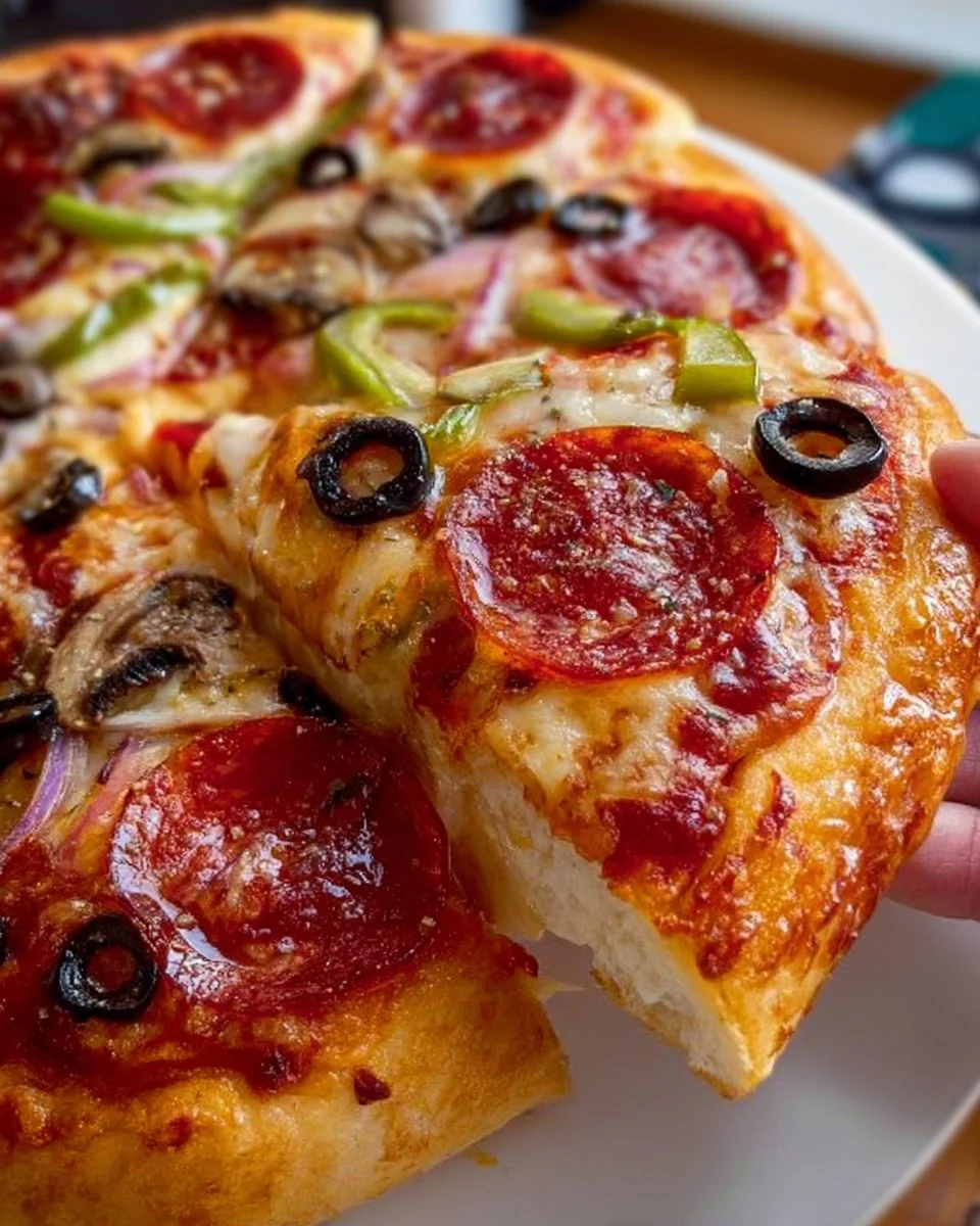 Delicious homemade pizza with fresh toppings and crispy crust.