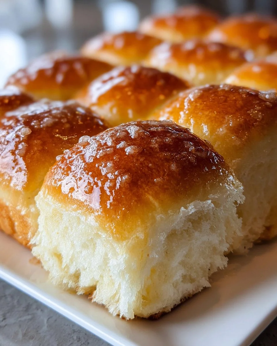 Freshly baked homemade potato bread rolls on a wooden table.