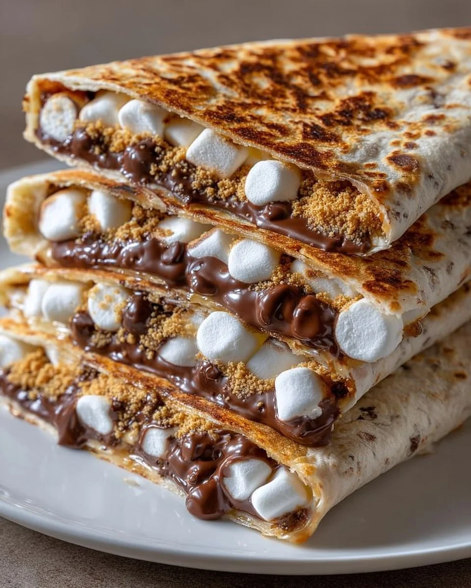 Delicious S'mores Crunchwrap filled with chocolate, marshmallow, and graham crackers